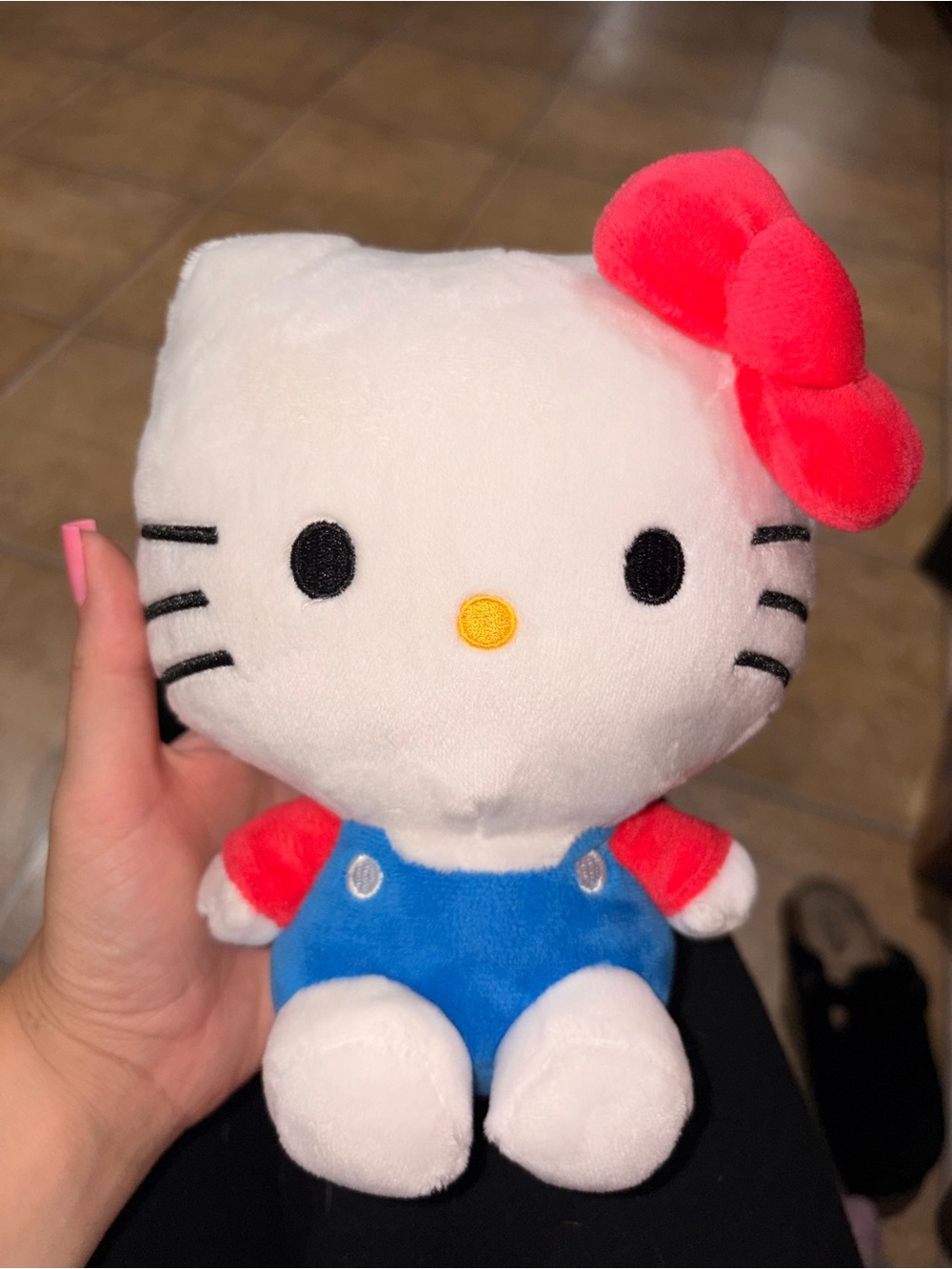 Sanrio Hello Kitty Plush - White, Pink Bow, Red Shirt, Blue Overalls